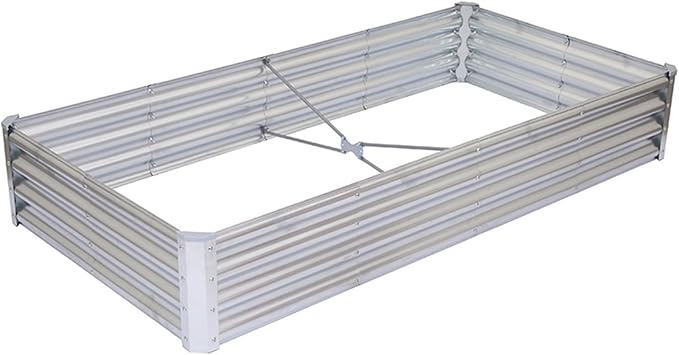 Rectangular Metal Raised Garden Bed Outdoor Vegetable Planting Box Galvanized Steel Planter with Open Base Space Saving Raised Garden Bed for Vegetables Fruits Flowers