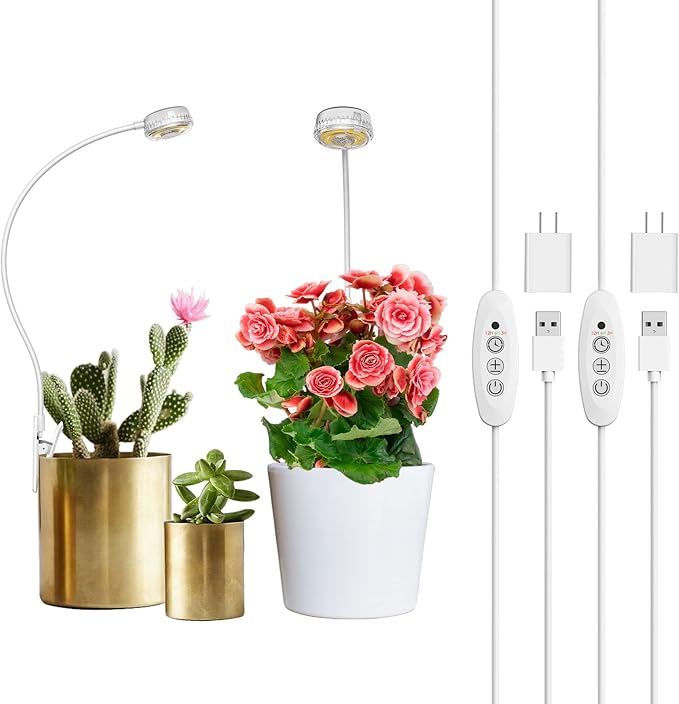 SANSI Grow Lights for Indoor Plants LED Pot Clip Plant Light for Growing 4000K Full Spectrum+ 20W(5W*4) Puck Grow Lights for Indoor Plants