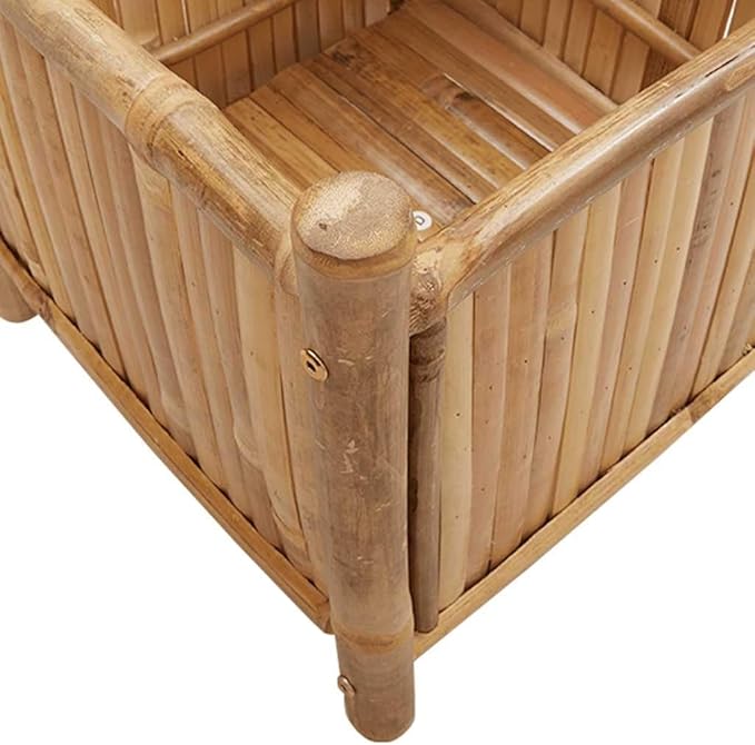 Natural Bamboo Square Planter Box 19.7x19.7x19.7 Inch Outdoor Garden Planter Durable Raised Garden Bed for Patio Balcony Deck