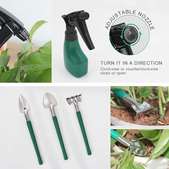 SONGWAY 11 Pieces Garden Tool Set - Garden Tool Kit with Storage Case Aluminum Gardening Set Gardening Gift for Women Men Green