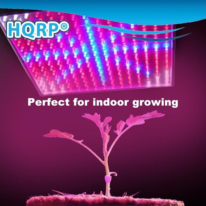 HQRP Quad-Band 14W 225 LED Blue/Red/Orange/White Spectrum Hydroponic Plant Grow Light Panel/Lamp + Hanging Kit