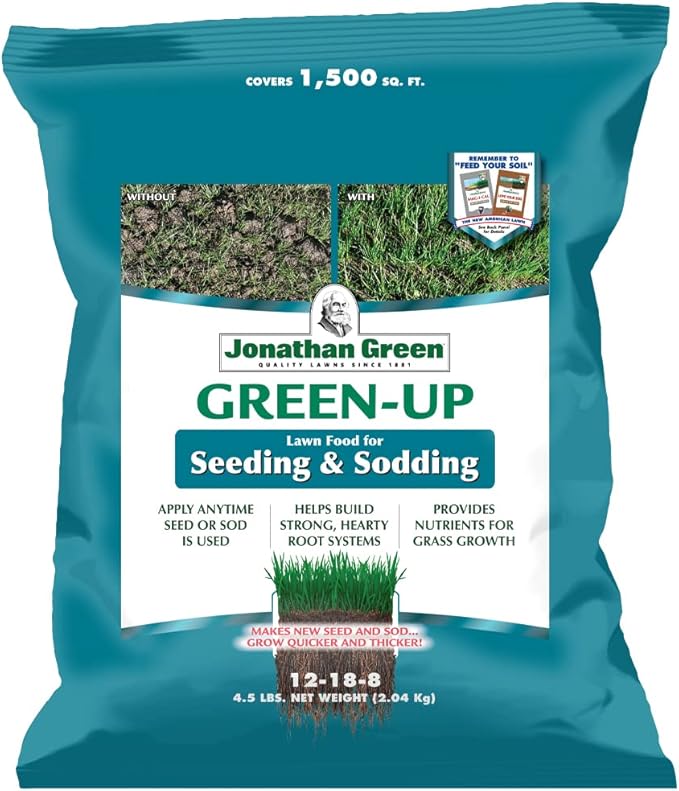 Jonathan Green (11540) Green-Up Lawn Food for Seeding &amp Sodding - 12-18-8 Grass Fertilizer (1500 Sq. Ft.)