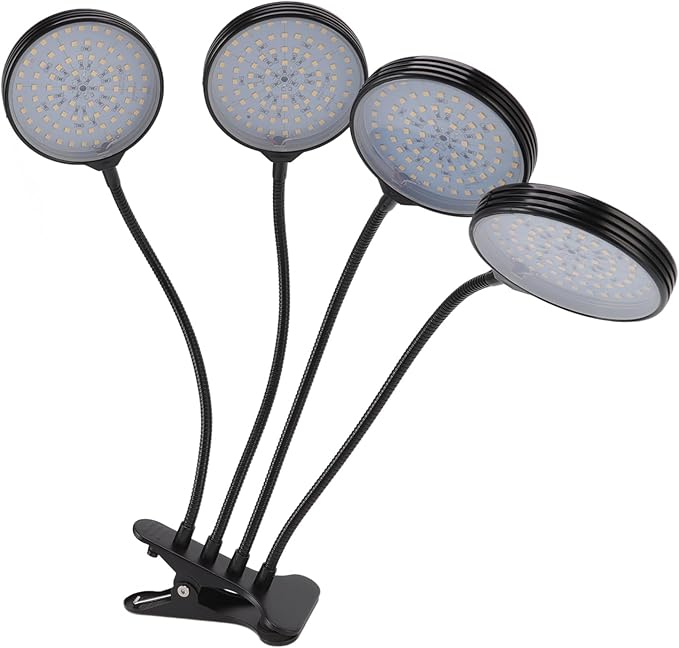 60W LED Plant Growing Lights with 4 Adjustable Heads USB Powered Clip On Grow Lamp for Indoor Plants - 5 Dimmable Light Modes Flexible Multi - Directional Lighting Ideal Grow