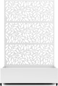 Raised Garden Bed with Trellis and Wheels73x47x16 Metal Raised Garden BedWhite Flowing Leaf-2 Metal Planter with Climbing Trellis for Vines &amp Vegetables