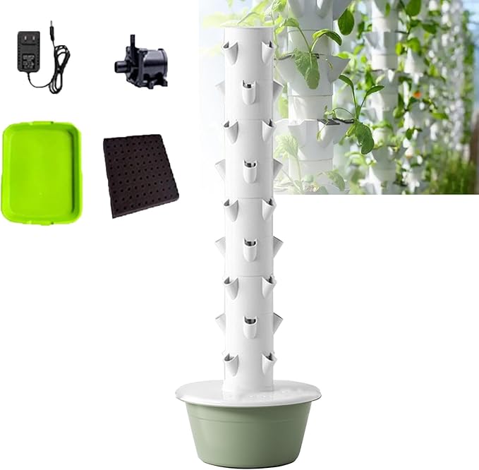 Hydroponics Growing System Kit TowerVertical PlanterIndoor Hydroponic Garden Herb Grow Kitfor Indoor Herbs Fruits Vegetableswith Lights9Layers