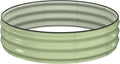 Raised Garden Bed Kit 4x4x1 ft Round Galvanized Planter Box Outdoor with Safety Edging Large Metal Raised Beds for Gardening Vegetables Flower Fruits (Avocado Green)