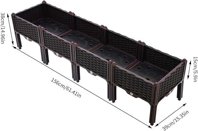 4Pcs Elevated Garden Raised Bed KitIndoor Outdoor Vegetables Planter Box Flower Plant Herb for Gardens Small Patios Decks Balconies