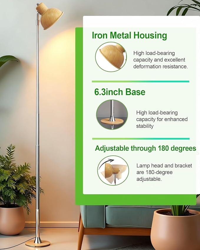 yadoker Plant Grow Light for Indoor Plant Aluminum Wood Grain LED Grow LightElevating Plant LampHeight AdjustableAutomatic Timer with 8/12/18Hours10-Level BrightnessIdeal for Large Plant Grow