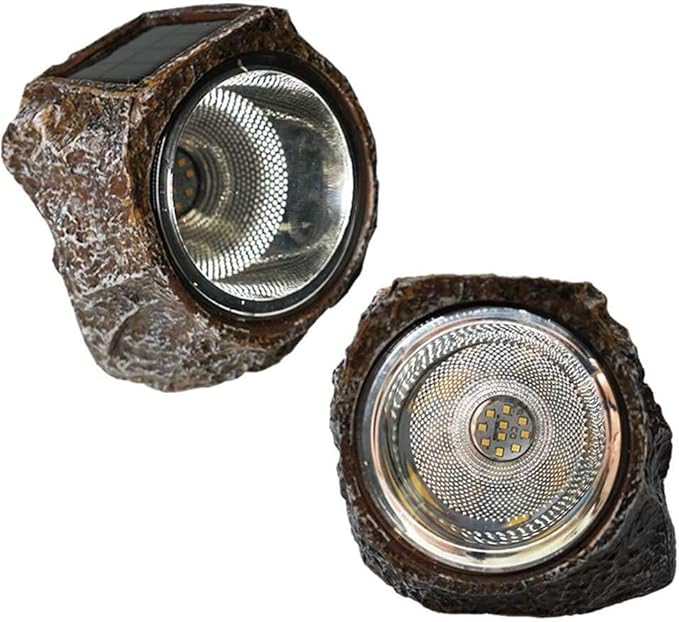 SunKite Solar Powered Rock Light 2 Pack 10 LED Waterproof Garden Stone Lights Outdoor Landscaping Spotlights Yard Patio Pathway Driveway Landscape Rock