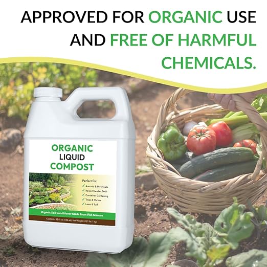 Organic Liquid Compost: Fast-Acting Alternative to Messy and Smelly Composting | Compost Tea Concentrate Perfect for Brewing Compost Teas (1 Gallon Treats Up to 20000 Sq.Feet)