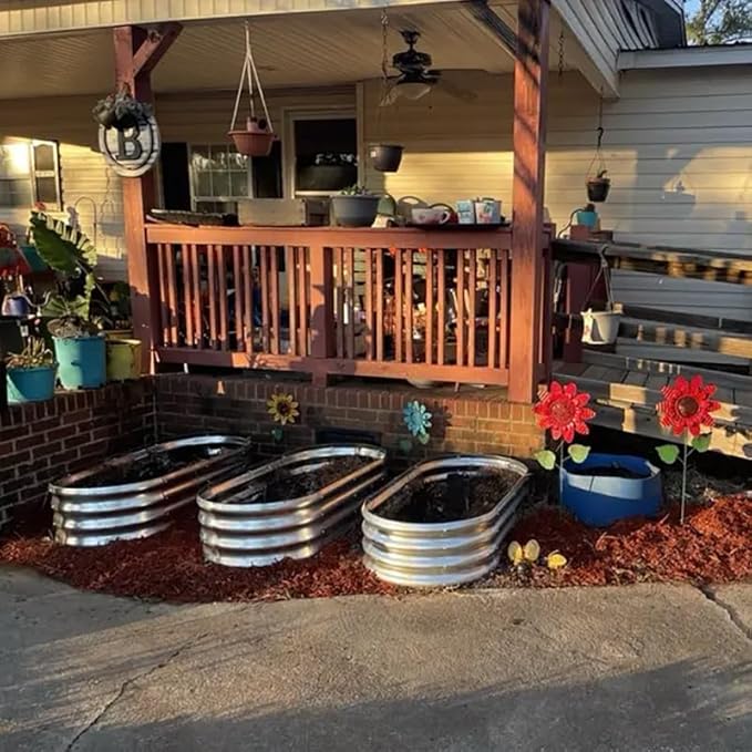 4x2x1ft Galvanized Raised Garden Bed Outdoor 3-Pack 12 Tall Metal Raised Beds for Gardening Planter Boxes for Plants Vegetables Flowers Herbs &amp Tomato Bottomless Elevated Garden Beds Kit Si