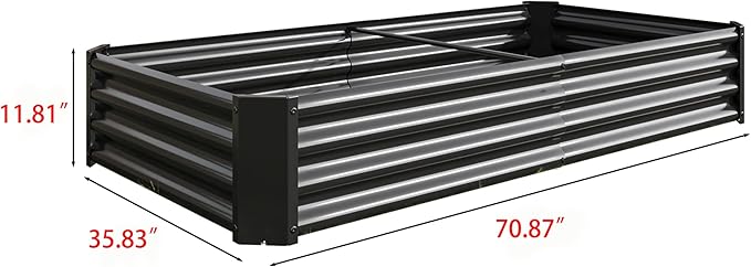 Metal Raised Garden Bed Outdoor Galvanized Raised Garden Bed 6×3×1ft Rectangle Planter Raised Beds Raised Planter Box for Gardening Vegetables and Flowers Black
