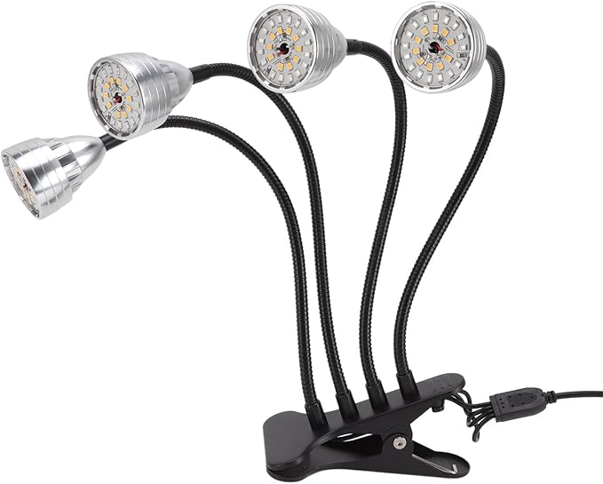 LED Grow Aluminium Alloy Light 4 Heads Bendable Adjustable USB Plant Light with Clip for Indoor - Full Plant Lights for Indoor Growing Light Grow Plants