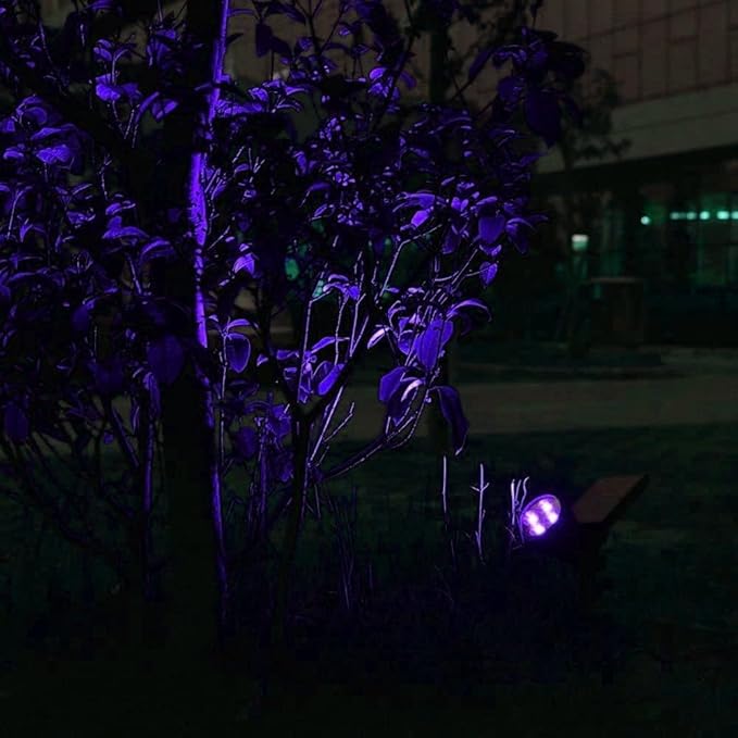 Solar Landscape Lights 4 LED Solar Spotlights 2 in 1 Security Light Solar Lights Outdoor Waterproof for TreePatioYard (Purple)
