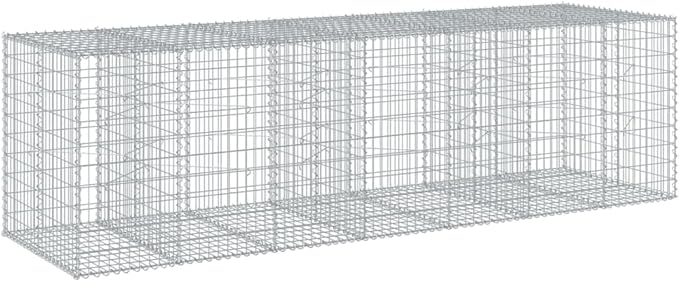 Galvanized Iron Gabion Basket with Cover 137.8x39.4x39.4 Large Outdoor Planter Box for Raised Garden Beds Flower Beds &amp Decorative Landscaping