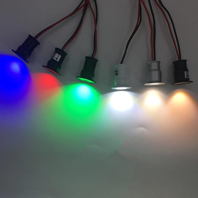 Colorful 1W LED Spotlight 12V 1W RGB Mini Led Downlight Lighting angle 30° with Transformer 9Pack 20x25mm