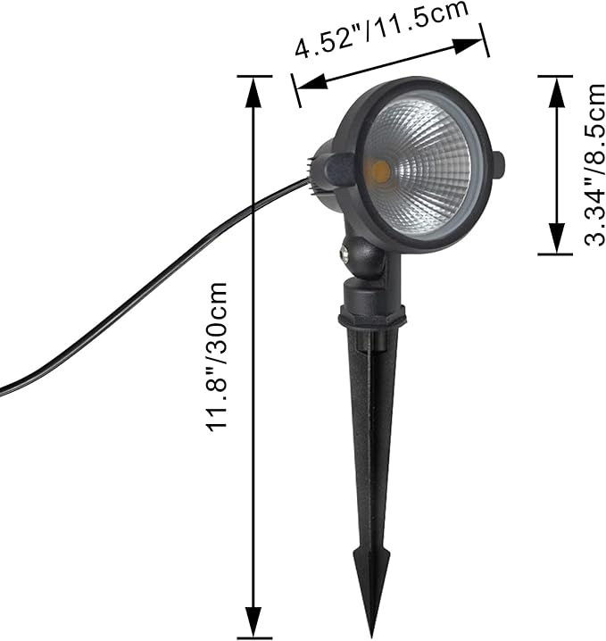 Kiven IP65 Waterproof Landscape Clamp Light Decorative Spotlight with Plug-in Cord and Timer for Indoor Outdoor Park Yard Garden Step Statue COB Lawn Light (3W Warm White)