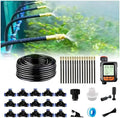 New drip Irrigation kit Automatic Garden Watering System Quick Connector and 360-degree Bending Dropper atomizing Copper Nozzle Garden Plant Lawn Courtyard Watering System. (Timer)