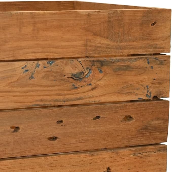 Wooden Raised Bed Planter Box for Flowers/Vegetables/Herbs in Backyard/Patio Outdoor 59.1x15.7x21.7 Recycled Teak Wood and Steel-1010