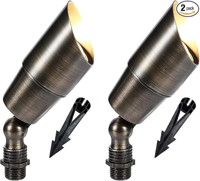 LED Spot Lights Outdoor Landscape Lighting 107 (2 Pack) – Solid Brass Spotlight LED Yard Lights Security Landscape for Beautiful Bright Long Lasting Home Garden Patio Area Deck Lighting (No Bulb)