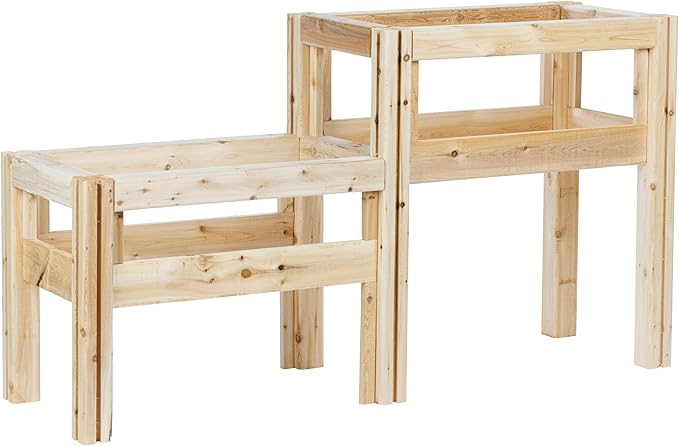 Greenes Fence Two-Tiers Four Bucket Elevated Cedar Wood Garden Frame 54 in. x 16 in. x 30 in. - Made in USA with North American Cedar