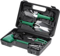 HARFINGTON 1 Set Garden Tool Set 5 Pieces Plastic Gardening Planting Tools Kits with Shovels Rake Scissor Water Sprayer and Store Case Green