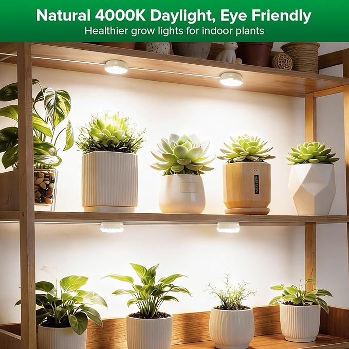 SANSI LED Grow Lights for Indoor Plants Lifetime Free Bulb Replacement 300W Full Spectrum+20W(5W*4) Puck Grow Lights for Indoor Plants