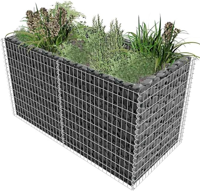 Galvanized Steel Garden Raised Bed 70.9x35.4x39.4 Versatile and Durable Outdoor Garden Steel Gabion Planter Ideal for Flowers and Plant Beds Silver-867