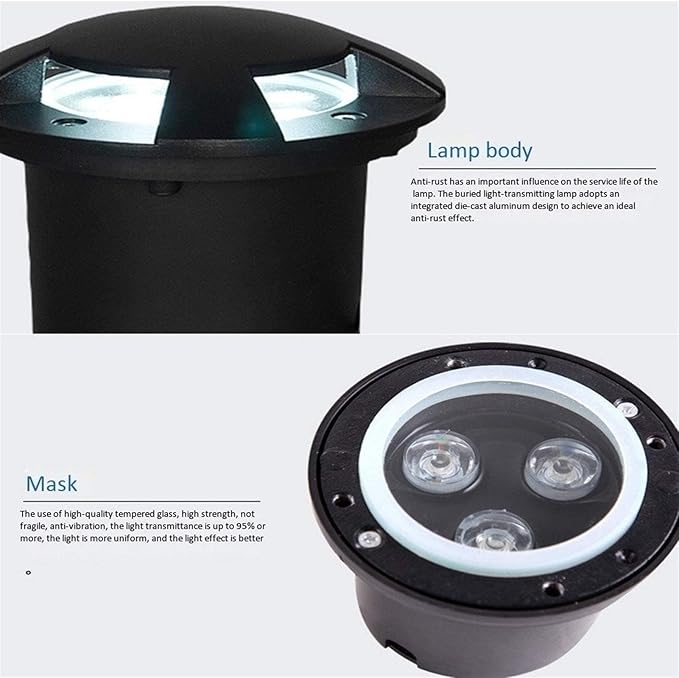 Outdoor Buried Lights - Ground LED Landscape Lights - Spot Lights AC85-265V Embedded LED Garden Courtyard Underground Light IP67 Waterproof Outdoor Recessed Spot Light(Green Light9W)