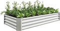 6×3×1ft Metal Raised Garden BedMetal Raised Rectangle Planter Beds: 17 cu. ft Soil Capacity Anti - Rust Open Base for Healthy Plants Easy Assembly (Silver)