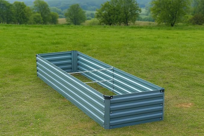 2 Pack 8x2x1FT Galvanized Raised Garden Beds Kit Outdoor Metal Gardening Planter Box for Vegetable Elevated Flower HerbsGray