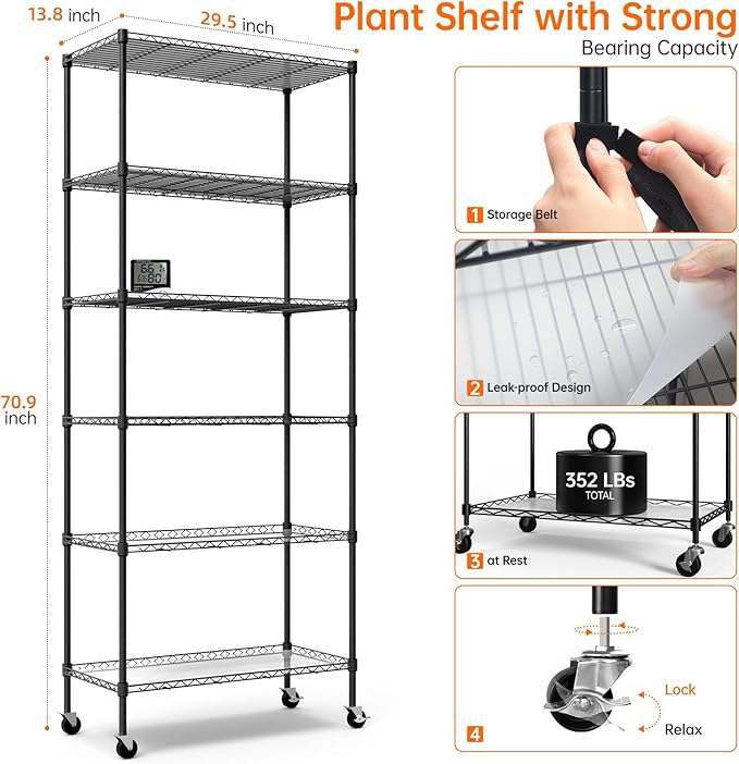 Bstrip Indoor Greenhouse with Grow Light 29.5 L×13.8 W×71 H and 27.2x19.9x61.8