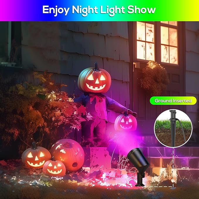 ZYAN 8 Pack Smart Landscape Lights Color Changing Landscape Spotlights App Control &amp Remote Control Compatible with Alexa