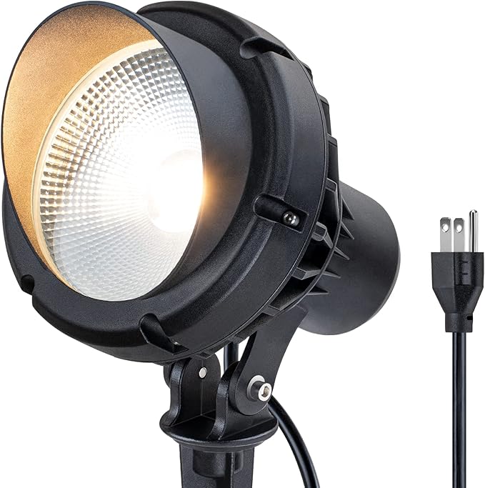 SUNVIE 40W Spot Lights Outdoor 120V LED Plug in Spotlight Outdoor 4000LM Ultra Bright Flag Pole Light 3000K Warm White Landscape Spotlights for Yard House Tree Lawn Signage with Stake &amp 5.5FT Cor