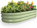 Kesfitt Raised Garden Bed 4x2x1 FT Galvanized Steel Metal Raised Garden Bed Oval Open-Bottom Design 12-Inch Deep for Outdoor Vegetable &amp Herb Gardening Fruit Green