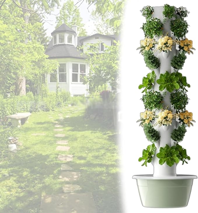 Vertical Hydroponic Garden TowerHydroponic Germination Kit5/7/9-Tier Hydroponic Tower Home ing Syst-emwith LED Grow Lightfor Indoor Herbs Fruits and Vegetables5Layers