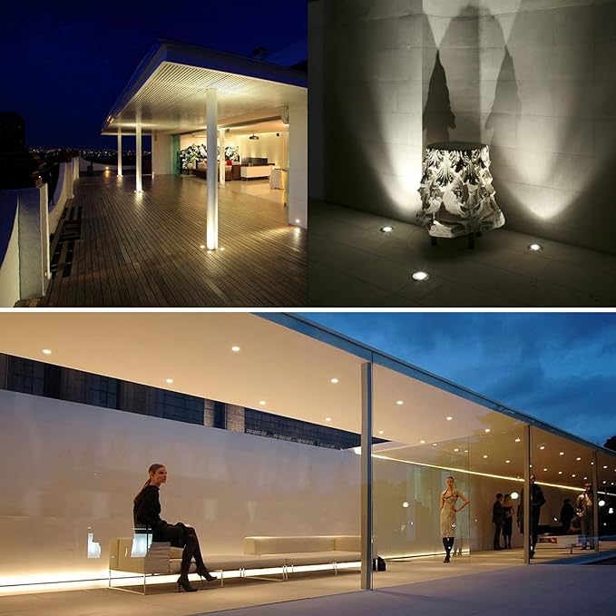 210 LED Honeycomb Underground Light 3W DC12-24V IP67 Anti-Glare Low-Voltage Embedded Stainless Steel 304 Cover Suitable for Outdoor Ground Deck Square Park Courtyard(3000K 6P-B)
