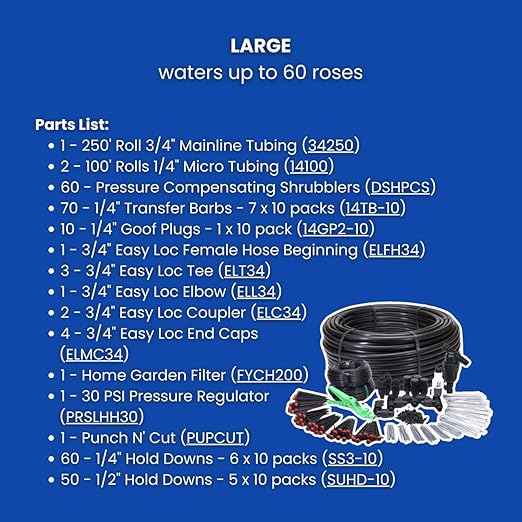 Dripworks Premium/Customized Rose &amp Shrub Irrigation Kit for Watering Roses &amp Shrubs - Waters Upto 60 Rose Plants | Agricultural Grade Components | Trusted Brand Since 1991