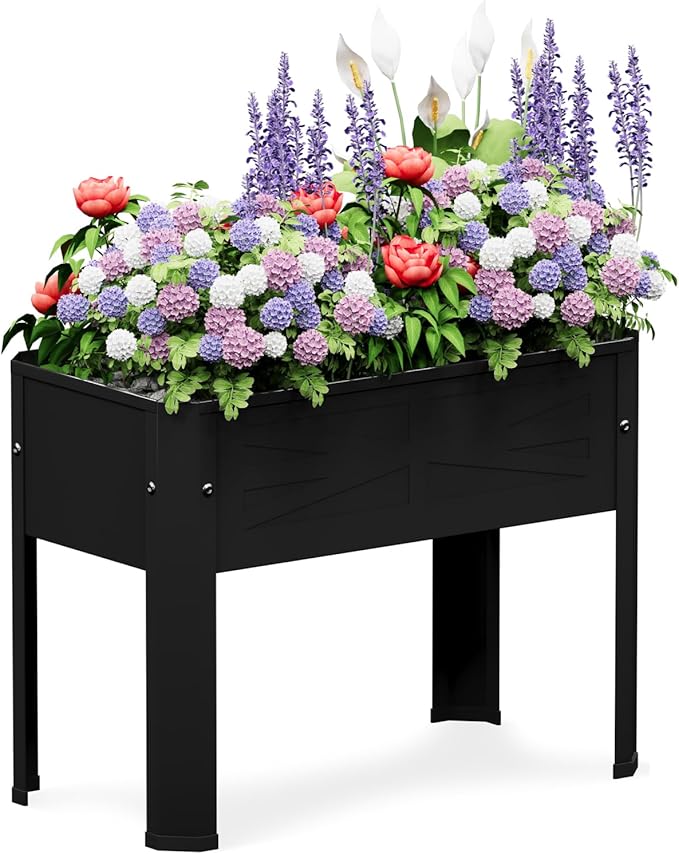 Raised Garden Bed with Tall Legs Elevated Metal Planter Box for Vegetables Herbs Flowers - Outdoor Use in Backyard Patio Balcony &amp Deck