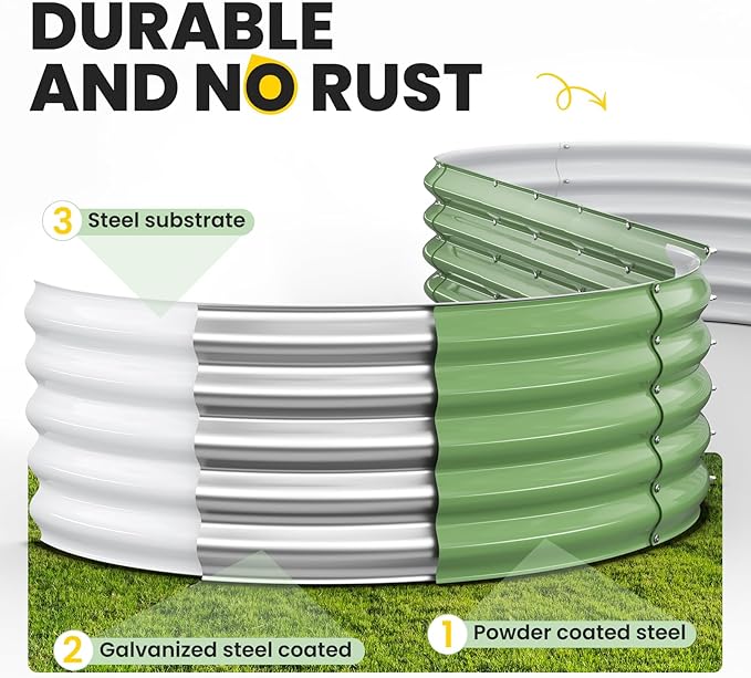 Galvanized Raised Garden Bed 8x2x1.5 FT Oval Metal Raised Garden Bed Outdoor Planter Box with Open Bottom Rust-Resistant Steel Garden Bed for Vegetables Herbs Flowers Easy Assembly