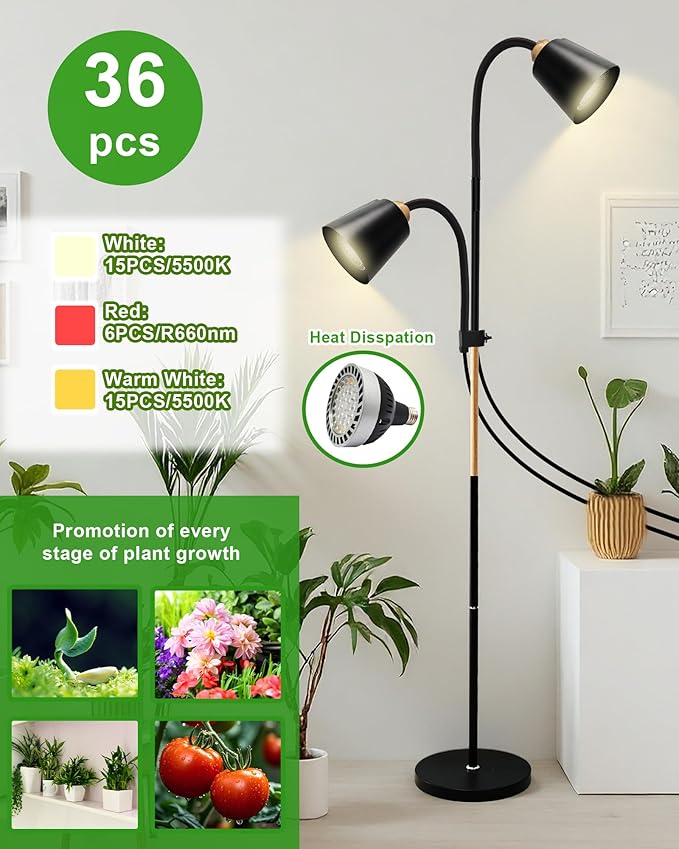 Standing Plant Grow Light LED Growing Light Full Spectrum for Indoor Plants4/8/12H Timer 10-Level BrightnessFlow Grow Light for Tall Large Indoor Plants