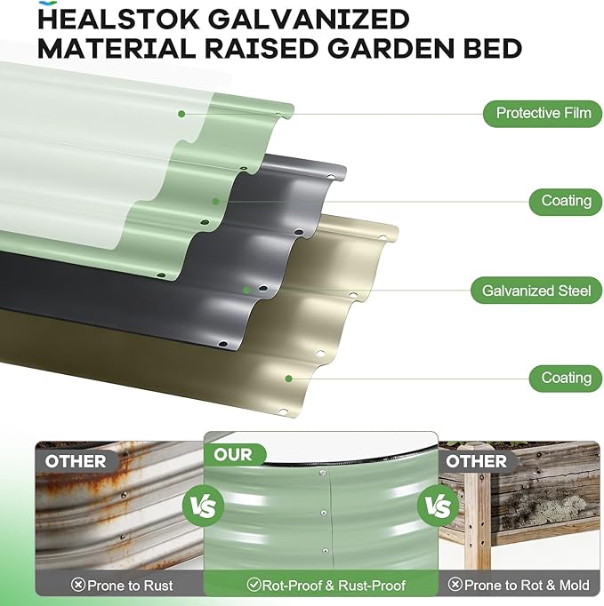 Galvanized Raised Garden Bed Outdoor 6x3x1ft Oval Metal Raised Beds for Gardening Rust-Resistant Garden Planter Box for Planting Vegetables Flowers Fruits in Backyard Lawn(Avocado Green)