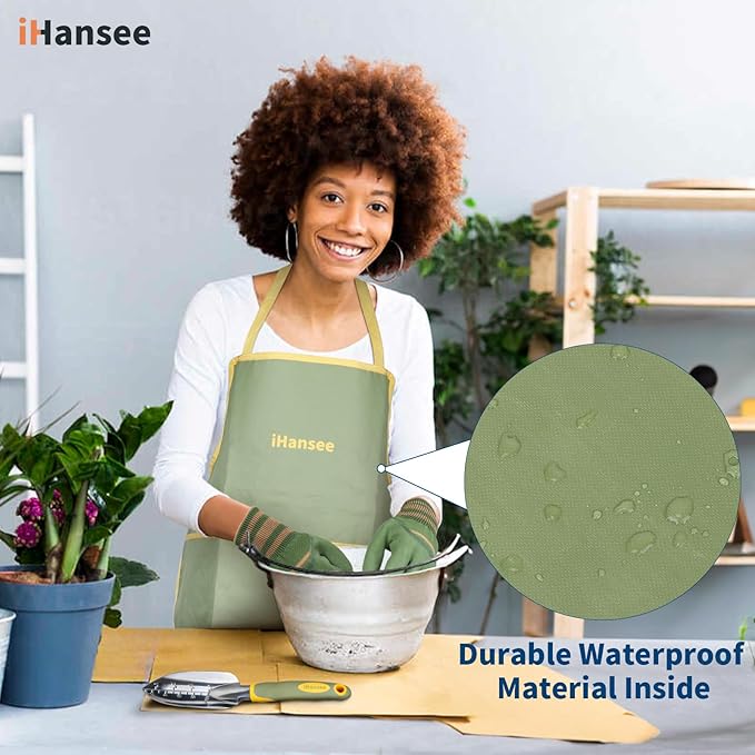 Set of 12 Garden Tool iHansee Heavy-Duty Aluminum Gardening Hand Tools with Rubber Non-Slip Handle Garden Apron Gloves Kneeling Pad and Storage Bag Garden Hand Tools Starter Kit Landscaping Tools