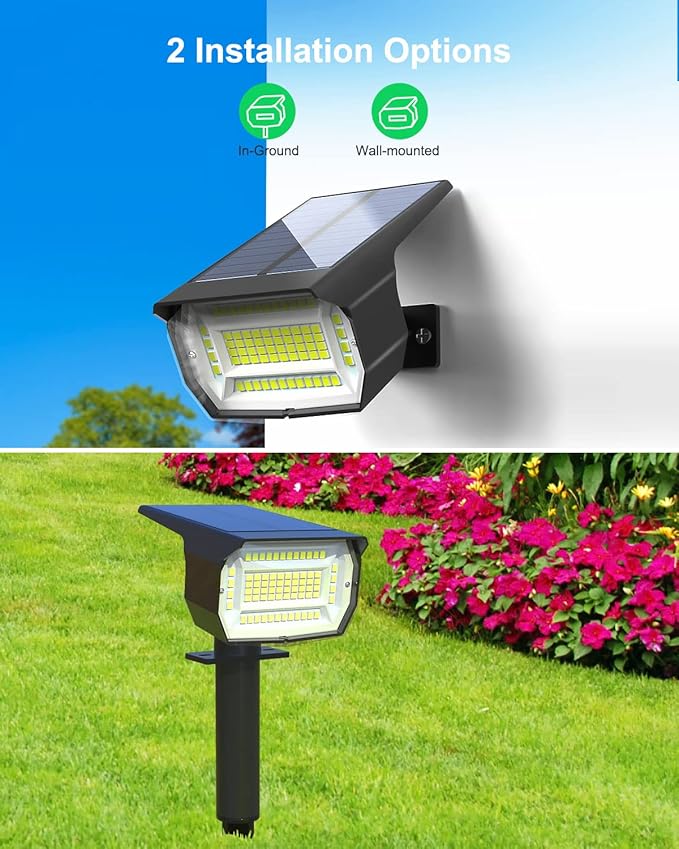 LOTMOS Solar Spot Lights Outdoor 6 Pack/72 LED/3 Lighting Modes 2-in-1 Solar Landscape Lights Auto On/Off IP67 Waterproof for Yard Tree Garden House (Cool White)
