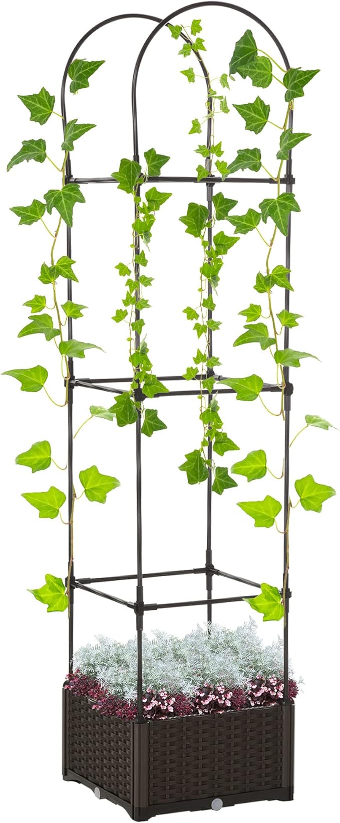 Raised Garden Bed with Trellis Self Watering Planter Box 69.7 Tomato Planters for Climbing Plants Vegetable Vine Flowers