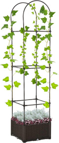 Raised Garden Bed with Trellis Self-Watering Planter Box for Climbing Vegetables Flowers &amp Herbs 69.7
