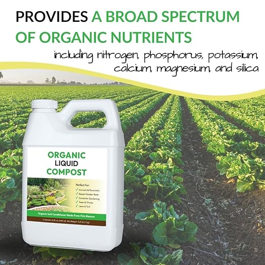 Organic Liquid Compost + Pump: Fast-Acting Alternative to Messy and Smelly Composting | Perfect for Brewing Compost Teas (1 Gallon + Pump Treats Up to 20000 Sq.Feet)