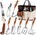 MelonArt Garden Tool Set10 Pcs Heavy Duty Gardening Hand Tool Kit for Women Aluminum with Non Slip Ergonomic Handle Storage Tote Bag and Gardening Gloves Ideal Gifts for Women and Men