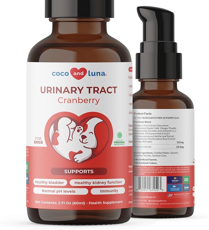 Cranberry for Dogs - Urinary Tract Support Bladder Health Dog UTI Bladder Stones Incontinence Support (Liquid for Dogs)