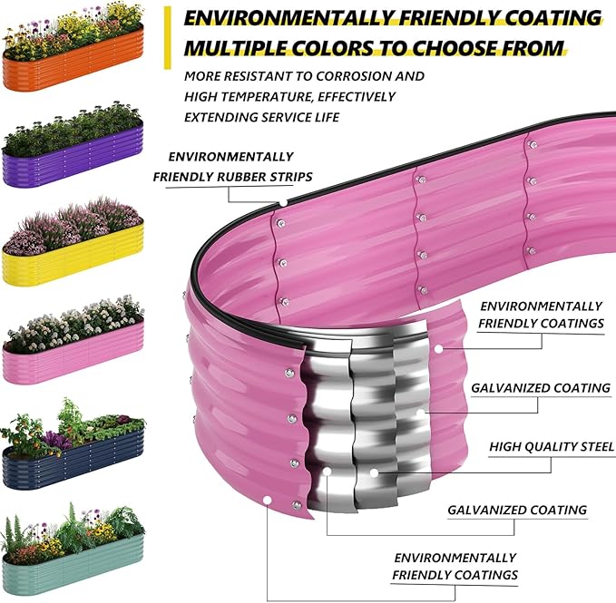 Galvanized Metal Planter Raised Garden Bed Kit for Gardening Outdoor8x2x1ft Planter Grow Garden Box Raised Flower BedLong Vegetable Clearance Herb Raised Garden Beds for Gardening